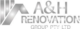 Transparent A&H Renovation Group logo with bold letters.