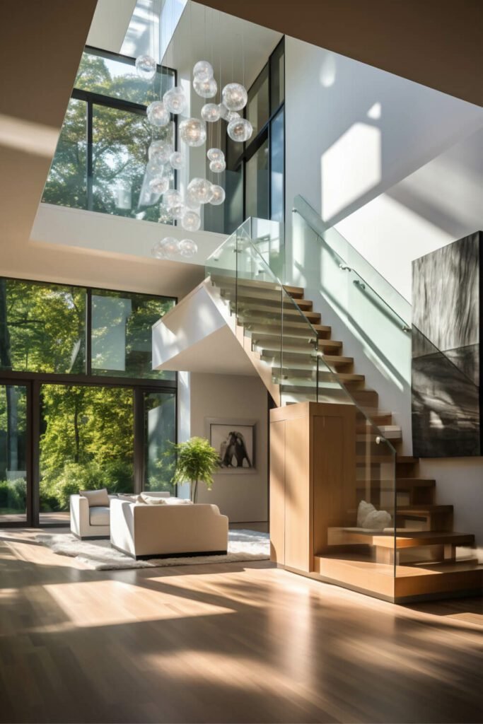 A sleek and contemporary entryway with modern decor.