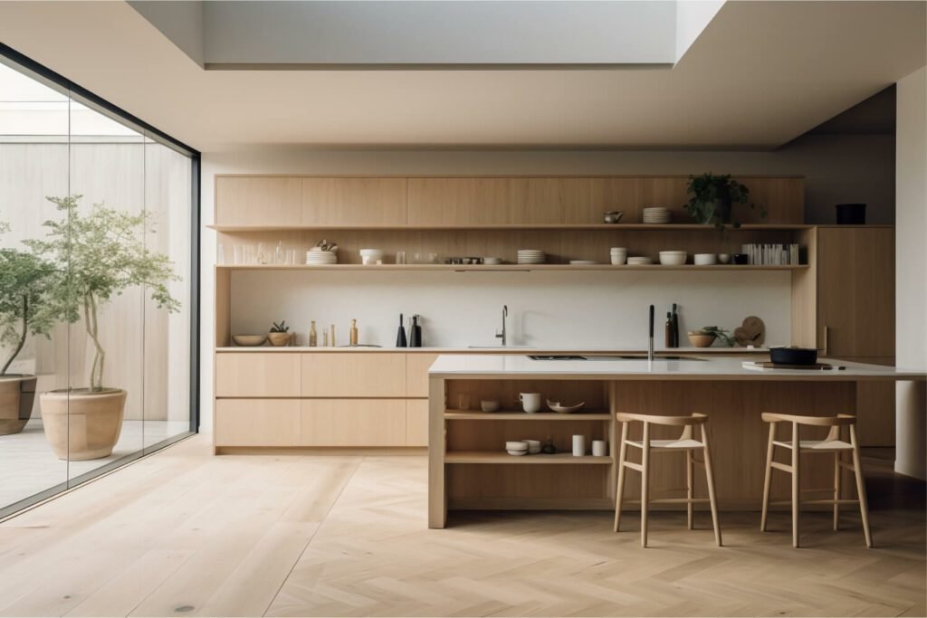 A modern kitchen featuring clean lines and contemporary design.
